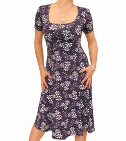 Purple Floral Print Tea Dress