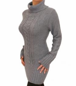 Grey Cable Knit Long Jumper