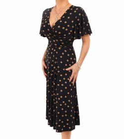 Black and Mocha Spot Fit and Flare Dress