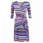Purple Striped Wrap Dress