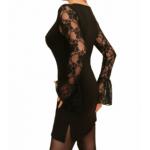 Black Lace Bell Sleeve Tunic Top