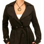 Black Three Quarter Length Mac Coat
