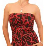 Red and Black Print Strapless Dress