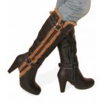 Black Fur Trim Leather Boots