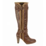 Brown Fur Trim Leather Boots