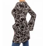 Black and White Squiggle Print Bell Sleeve Tunic Top