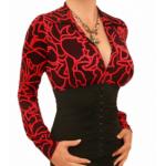 Red Squiggle Print Corset Top