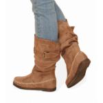 Taupe Suede Effect Stitch Detail Boots