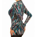 Teal and Purple Print Collared Stretchy Top