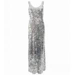 Silver Full Length Sequin Dress