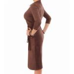 Chocolate Brown Faux Suede Wrap Dress