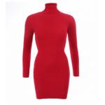 Red Ribbed Polo Neck Long Jumper