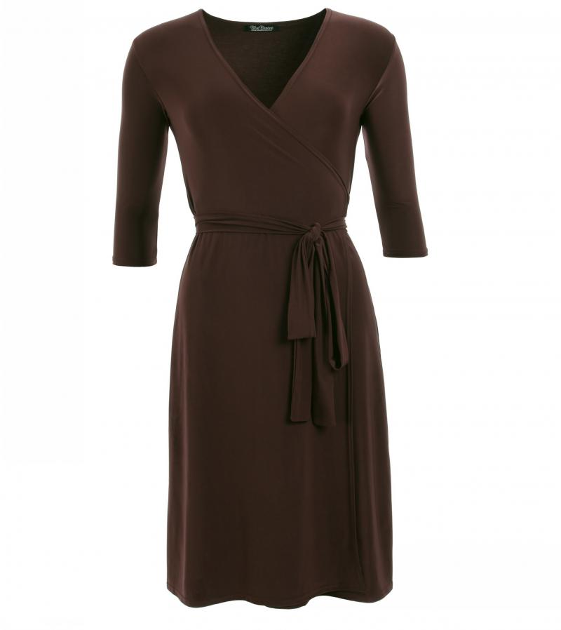 Brown Elegant Wrap Dress