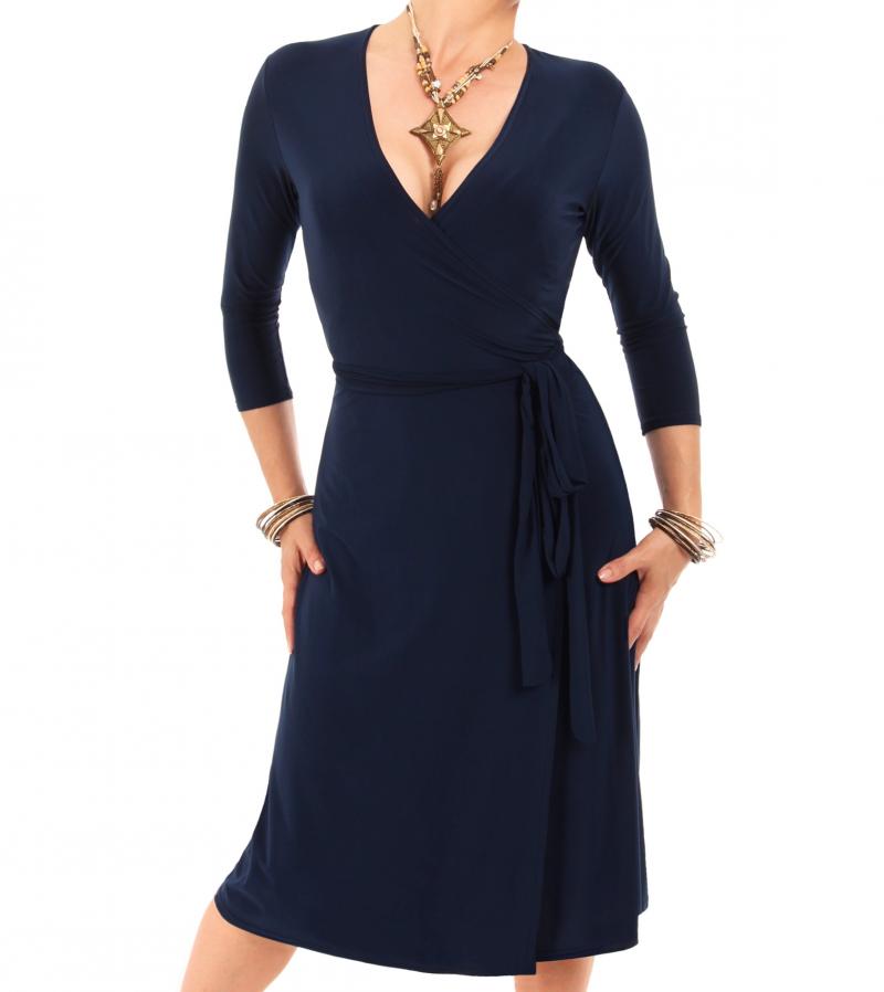 Navy Blue Elegant Wrap Dress