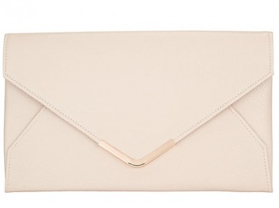 John Lewis Abigail Envelope Clutch Bag, Nude