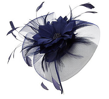 John Lewis Sara Crin and Feather Mini Disc Fascinator, Navy