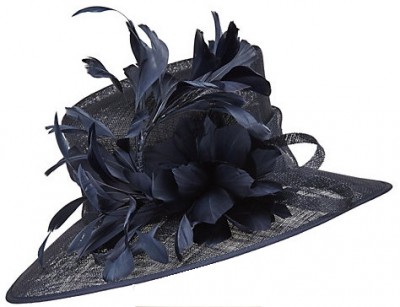 John Lewis Tanya Feathers Occasion Hat, Navy