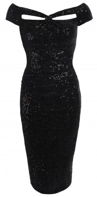 6289b Black Sequin Velour Cut Out Dress Ghost