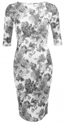 6298b Grey and Ivory Floral Shift Dress Ghost