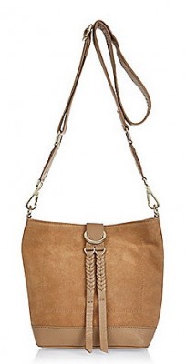 Beige Leather Bucket Bag