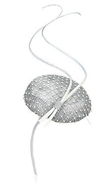 Snoxells Robyn Pillbox and Quill Fascinator, Silver