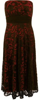 5836d Red and Black Lace Strapless Dress Ghost