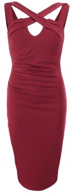 6283b Wine Cross Front Pencil Dress Ghost