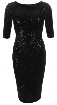 6331b Black Velour Sequin Pencil Dress Ghost