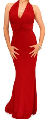 5658a Red Full Length Evening Dress