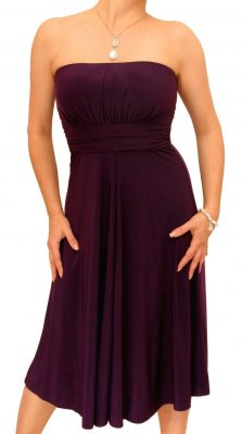 5872 Purple Slinky Strapless Dress