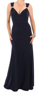 6229 Navy Blue Crystal Diamante Maxi Dress