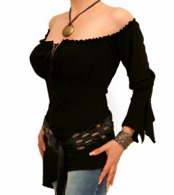 Black off the Shoulder Bell Sleeve Top