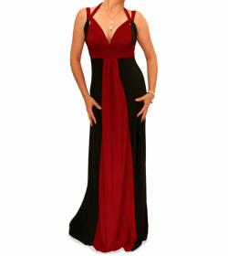 Red and Black Long Evening Dress
