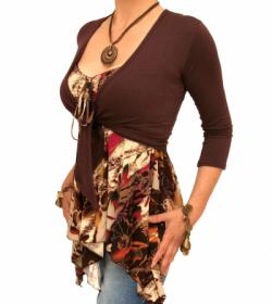 Brown Three Quarter Sleeve Shrug