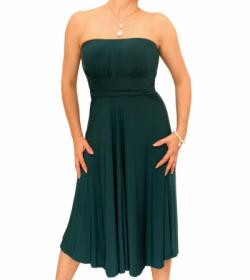 Teal Slinky Strapless Dress