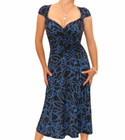 Blue Squiggle Print Sweetheart Dress