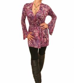 Purple and Pink Bell Sleeve Wrap Top