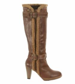 Brown Fur Trim Leather Boots