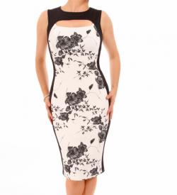 Ivory Floral Cut Out Keyhole Dress