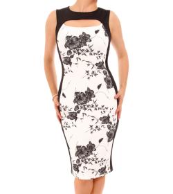 Ivory Floral Cut Out Keyhole Dress