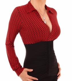 Black and Red Spot Printed Corset Top