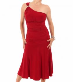 Red Crystal Diamante One Shoulder Cocktail Dress