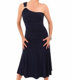 Navy Blue Crystal Diamante One Shoulder Cocktail Dress