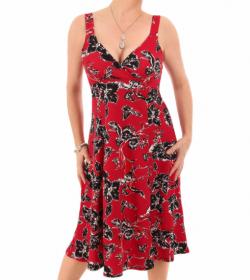 Red Floral Textured Strappy Dress