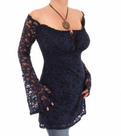 Navy Blue Crochet Lace off the Shoulder Top