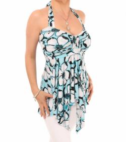 Blue and White Floral Halter Top