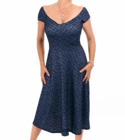 Navy Blue Sparkly Fit and Flare Dress
