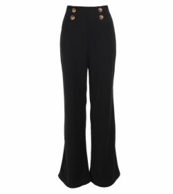 Black High Waisted Wide Leg Stretchy  Trousers