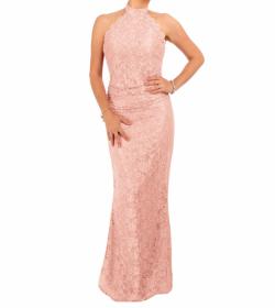 Dusky Pink Lace Choker Maxi Dress - Tall