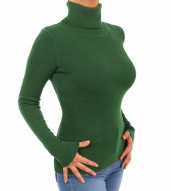 Forest Green Polo Neck Clingy Jumper